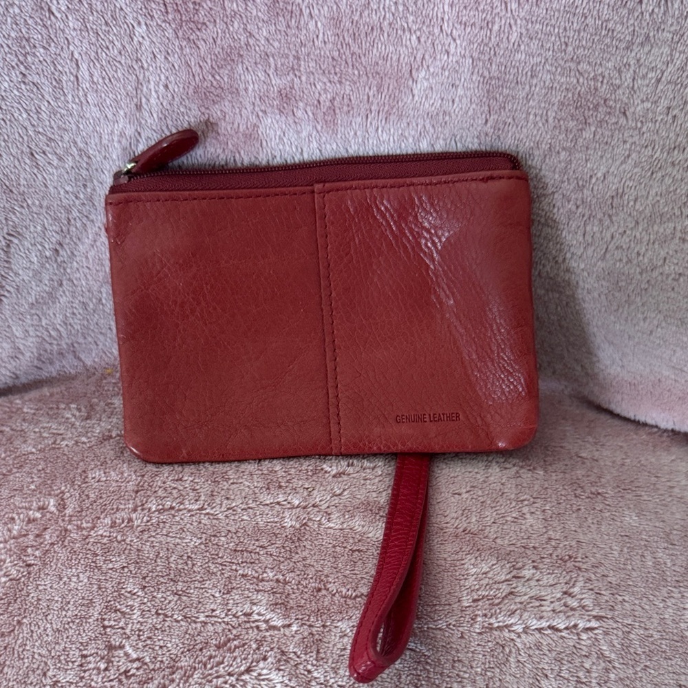 Genuine Leather Red Wristlet